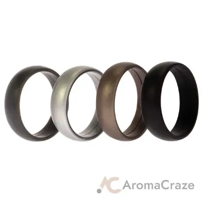 Picture of Silicone Wedding Ring Set - Metal-Silver by ROQ for Men - 4 x 16 mm Ring