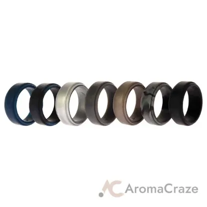 Picture of Silicone Wedding Step Ring Set - Metal by ROQ for Men - 7 x 7 mm Ring