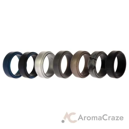 Picture of Silicone Wedding Step Ring Set - Metal by ROQ for Men - 7 x 7 mm Ring