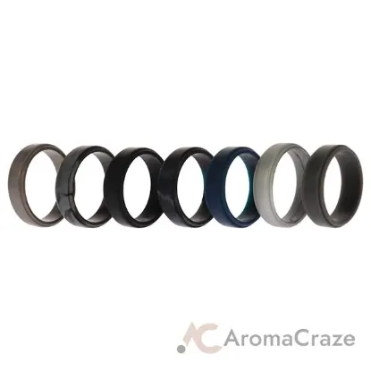 Picture of Silicone Wedding Step Ring Set - Metal by ROQ for Men - 7 x 14 mm Ring