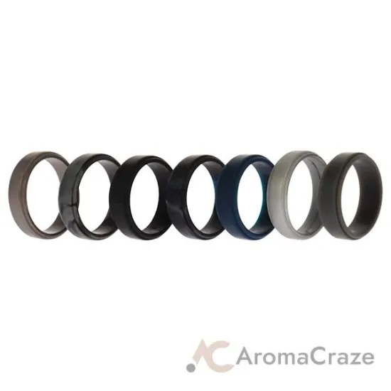 Picture of Silicone Wedding Step Ring Set - Metal by ROQ for Men - 7 x 14 mm Ring