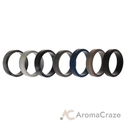 Picture of Silicone Wedding Step Ring Set - Metal by ROQ for Men - 7 x 15 mm Ring