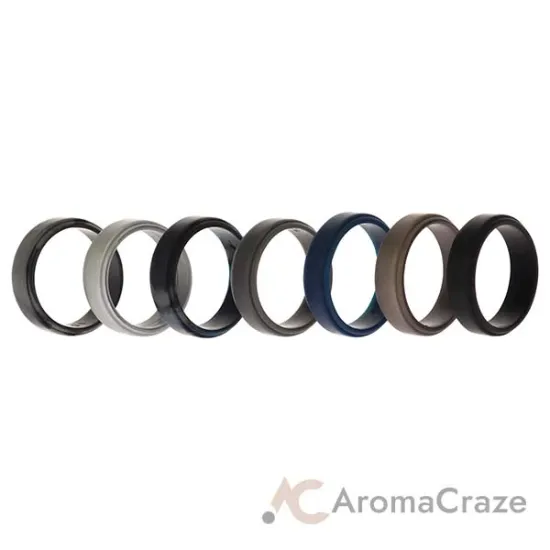 Picture of Silicone Wedding Step Ring Set - Metal by ROQ for Men - 7 x 15 mm Ring