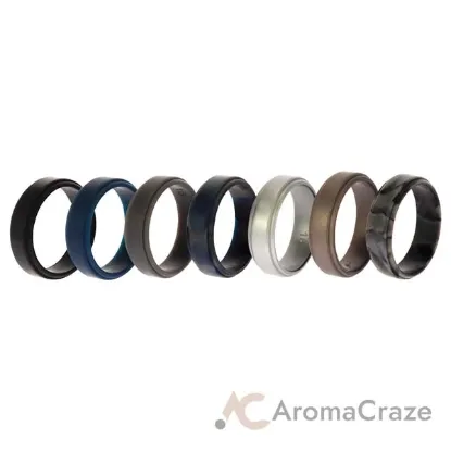 Picture of Silicone Wedding Step Ring Set - Metal by ROQ for Men - 7 x 16 mm Ring