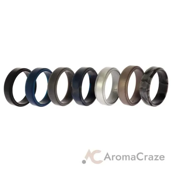 Picture of Silicone Wedding Step Ring Set - Metal by ROQ for Men - 7 x 16 mm Ring