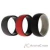 Picture of Silicone Wedding 2Layer Dome Ring Set - Black-Red by ROQ for Men - 3 x 11 mm Ring