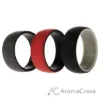 Picture of Silicone Wedding 2Layer Dome Ring Set - Black-Red by ROQ for Men - 3 x 11 mm Ring