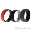 Picture of Silicone Wedding 2Layer Dome Ring Set - Black-Red by ROQ for Men - 3 x 13 mm Ring