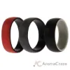 Picture of Silicone Wedding 2Layer Dome Ring Set - Black-Red by ROQ for Men - 3 x 16 mm Ring