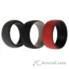 Picture of Silicone Wedding 2Layer Dome Ring Set - Black-Red by ROQ for Men - 3 x 8 mm Ring