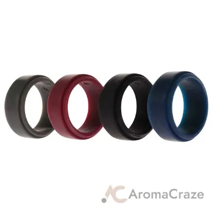 Picture of Silicone Wedding Step Ring Set - Bordeaux by ROQ for Men - 4 x 4 mm Ring