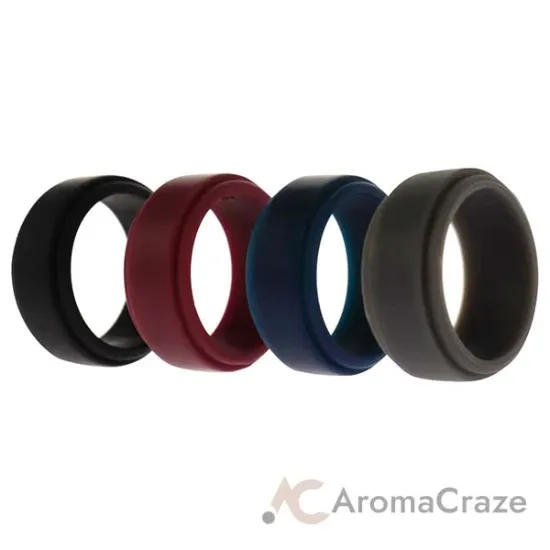 Picture of Silicone Wedding Step Ring Set - Bordeaux by ROQ for Men - 4 x 6 mm Ring