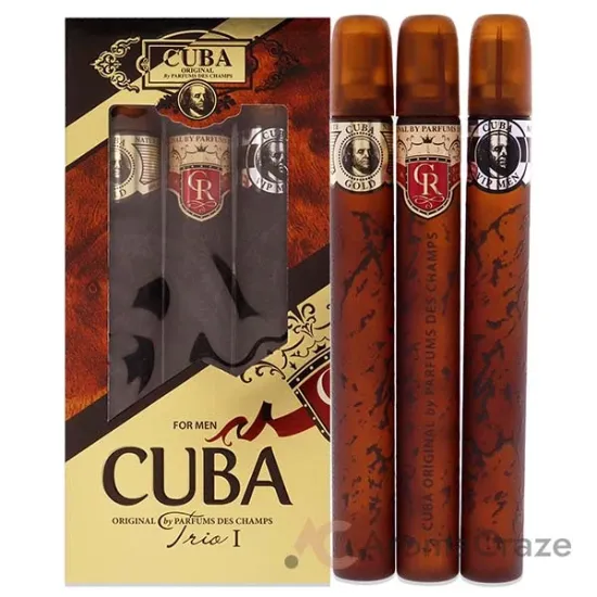 Picture of Cuba Trio 1 by Cuba for Men - 3 Pc Gift Set 1.17oz Cuba Gold EDT Spray, 1.17oz Cuba Royal EDT Spray, 1.17oz Cuba VIP EDT Spray