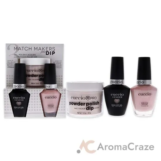 Picture of Match Makers Plus Dip - Pier Pressure by Cuccio Colour for Women - 3 Pc 1.6oz Pro Powder Polish Dip System, 0.44oz Veneer Soak Off Gel, 0.43oz Colour Nail Polish