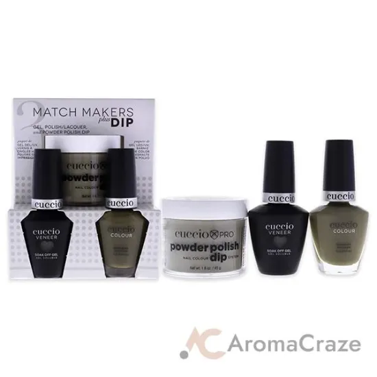 Picture of Match Makers Plus Dip - Purr-Fect by Cuccio Colour for Women - 3 Pc 1.6oz Pro Powder Polish Dip System, 0.44oz Veneer Soak Off Gel, 0.43oz Colour Nail Polish