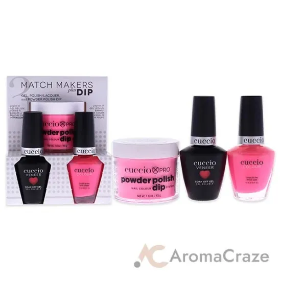 Picture of Match Makers Plus Dip - Pretty Awesome by Cuccio Colour for Women - 3 Pc 1.6oz Pro Powder Polish Dip System, 0.44oz Veneer Soak Off Gel, 0.43oz Colour Nail Polish