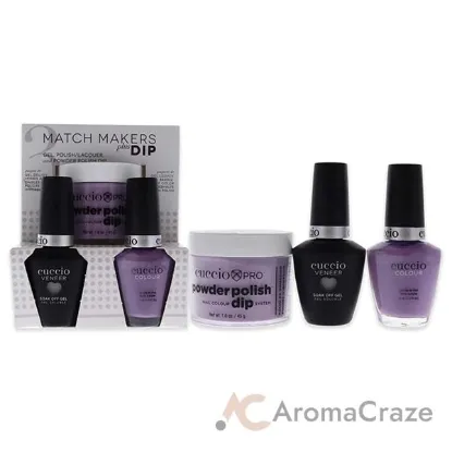 Picture of Match Makers Plus Dip - Peace Love and Purple by Cuccio Colour for Women - 3 Pc 1.6oz Pro Powder Polish Dip System, 0.44oz Veneer Soak Off Gel, 0.43oz Colour Nail Polish