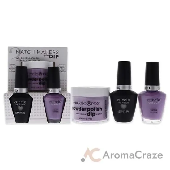 Picture of Match Makers Plus Dip - Peace Love and Purple by Cuccio Colour for Women - 3 Pc 1.6oz Pro Powder Polish Dip System, 0.44oz Veneer Soak Off Gel, 0.43oz Colour Nail Polish