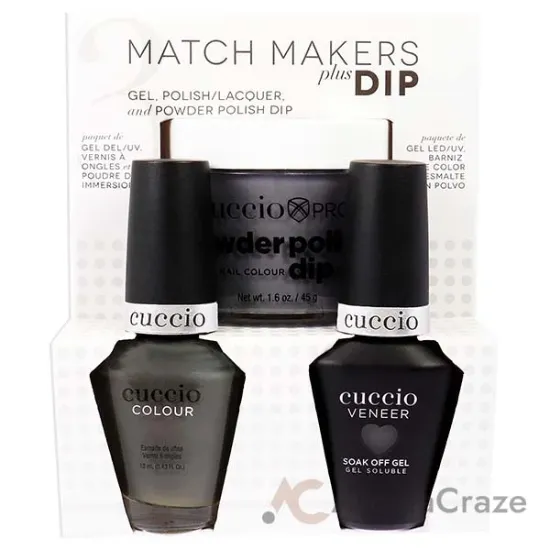 Picture of Match Makers Plus Dip - Fur-Well 2020 by Cuccio Colour for Women - 3 Pc 1.6oz Pro Powder Polish Dip System, 0.44oz Veneer Soak Off Gel, 0.43oz Colour Nail Polish