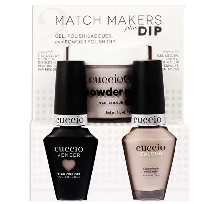 Picture of Match Makers Plus Dip - Pug-Get About It by Cuccio Colour for Women - 3 Pc 1.6oz Pro Powder Polish Dip System, 0.44oz Veneer Soak Off Gel, 0.43oz Colour Nail Polish