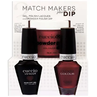 Picture of Match Makers Plus Dip - Pompeii it forward by Cuccio Colour for Women - 3 Pc 1.6oz Pro Powder Polish Dip System, 0.44oz Veneer Soak Off Gel, 0.43oz Colour Nail Polish