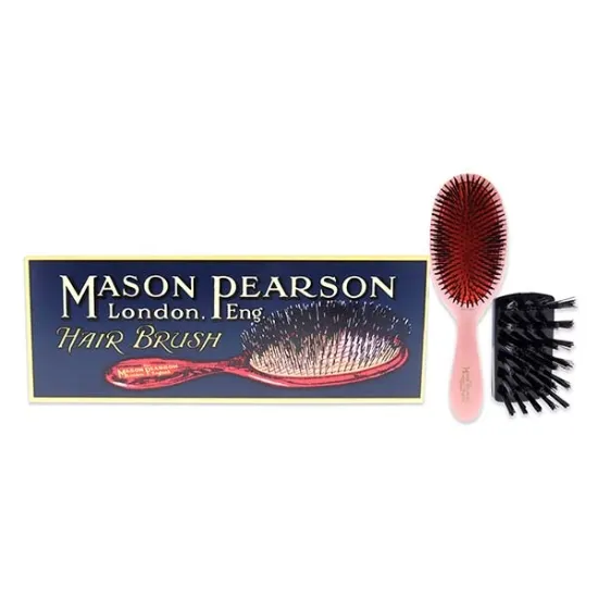 Picture of Extra Small Pure Bristle Brush - B2 Pink by Mason Pearson for Unisex - 2 Pc Hair Brush and Cleaning Brush