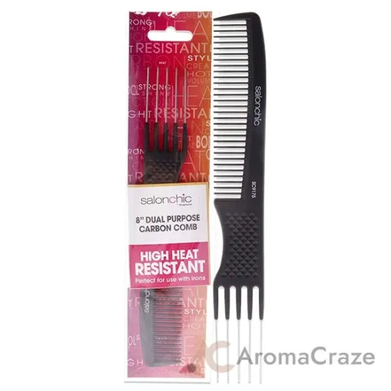 Picture of Dual Purpose Carbon Comb High Heat Resistant 8 by SalonChic for Unisex - 1 Pc Comb