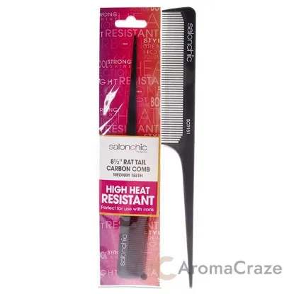 Picture of Rat Tail Carbon Comb High Heat Resistant 8.5 - Medium Teeth by SalonChic for Unisex - 1 Pc Comb