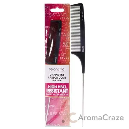 Picture of Pin Tail Carbon Comb High Heat Resistant 9.25 - Fine Teeth by SalonChic for Unisex - 1 Pc Comb