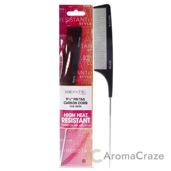 Picture of Pin Tail Carbon Comb High Heat Resistant 9.25 - Fine Teeth by SalonChic for Unisex - 1 Pc Comb