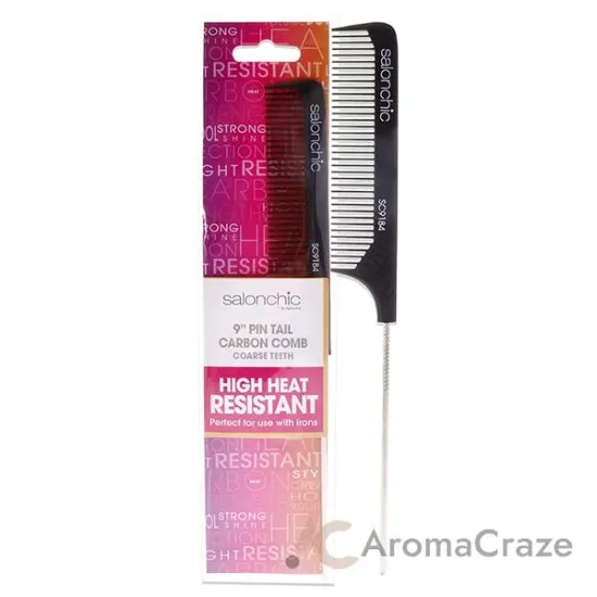 Picture of Pin Tail Carbon Comb High Heat Resistant 9 - Coarse Teeth by SalonChic for Unisex - 1 Pc Comb