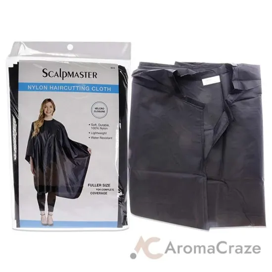 Picture of Nylon Haircutting Cloth Cape Velcro Closure - Black by Scalpmaster for Unisex - 1 Pc Apron