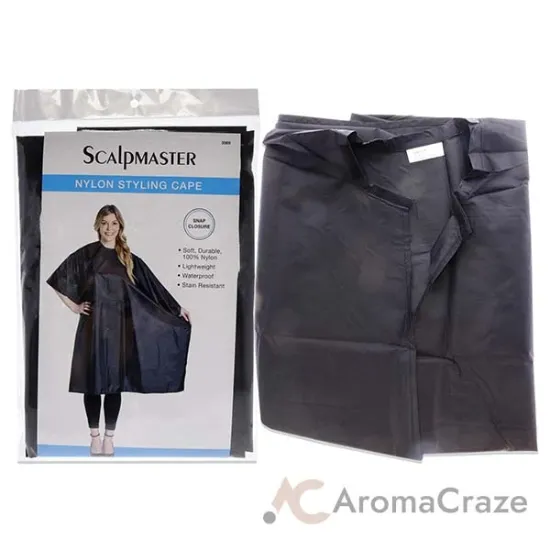 Picture of Nylon Styling Cape with Snap Closure - Black by Scalpmaster for Unisex - 1 Pc Apron