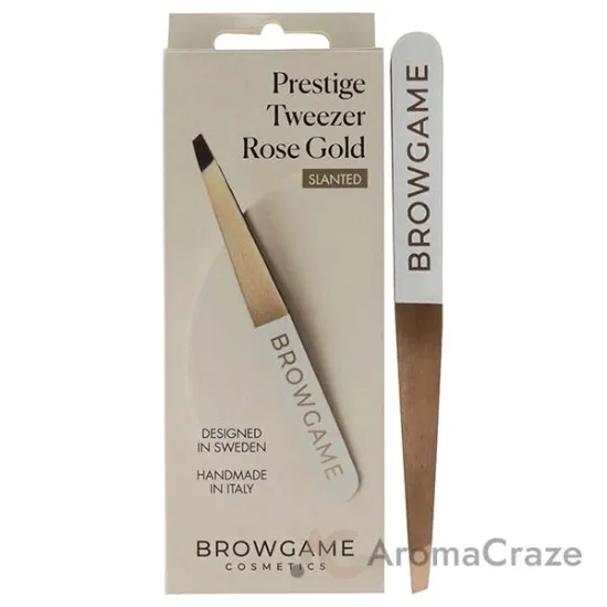 Picture of Prestige Slanted Tweezer - Rose gold by Browgame for Unisex - 1 Pc Tweezer