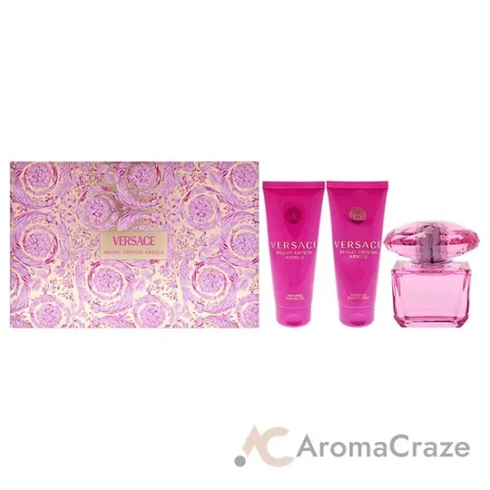 Picture of Versace Bright Crystal Absolu by Versace for Women - 4 Pc Gift Set - 3oz EDP Spray, 3.4oz Shower Gel, 3.4oz Body Lotion, Bag - Black and Gold