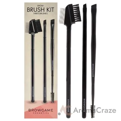 Picture of Brow Brush Kit by Browgame for Women - 3 Pc Signiture Combo Brow Brush, Signiture Angled Brow Brush, Dual Ended Brow Brush