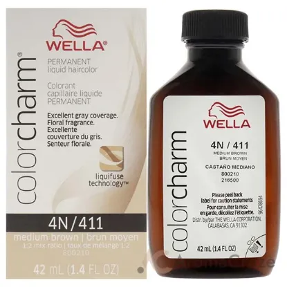 Picture of Color Charm Permanent Liquid Hair Color - 411 4N Medium Brown by Wella for Unisex - 1.42 oz Hair Color