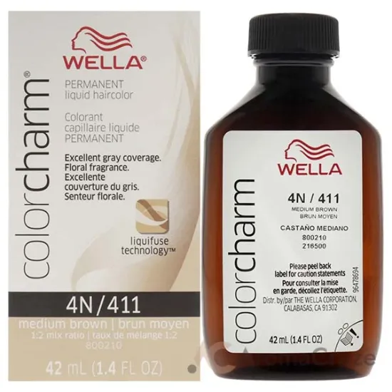 Picture of Color Charm Permanent Liquid Hair Color - 411 4N Medium Brown by Wella for Unisex - 1.42 oz Hair Color