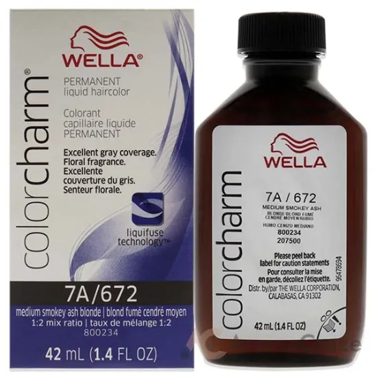 Picture of Color Charm Permanent Liquid Hair Color - 672 7A Med Smoky Ash Blonde by Wella for Unisex - 1.42 oz Hair Color