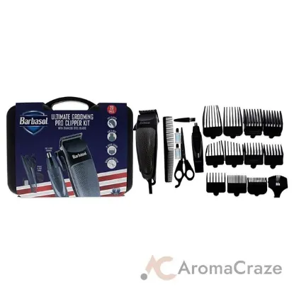 Picture of Ultimate Grooming Pro Clipper Kit - Black by Barbasol for Men - 20 Pc Pro Clipper, Ear Trimmer, Nose Trimmer, 12 Guide Combs, Scissors, Comb, Lubricating Oil, Cleaning Brush, Hair Comb
