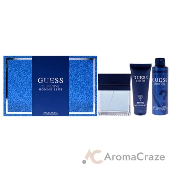 Picture of Seductive Homme Blue by Guess for Men - 4 Pc Gift Set 3.4oz EDT Spray, 6oz Deodorant Body Spray, 3.4oz Shower Gel, Pouch