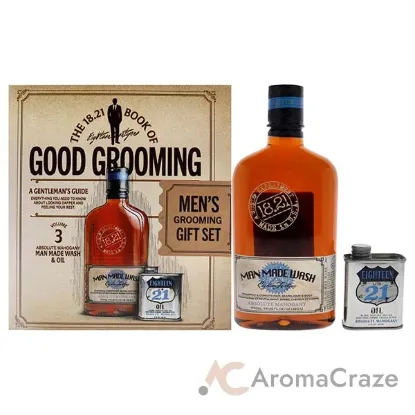 Picture of Book of Good Grooming Volume 3 Set - Absolute Mahogany by 18.21 Man Made for Men - 2 Pc 18oz Man Made Wash 3-In-1 Shampoo, Conditioner and Body Wash, 2oz Oil