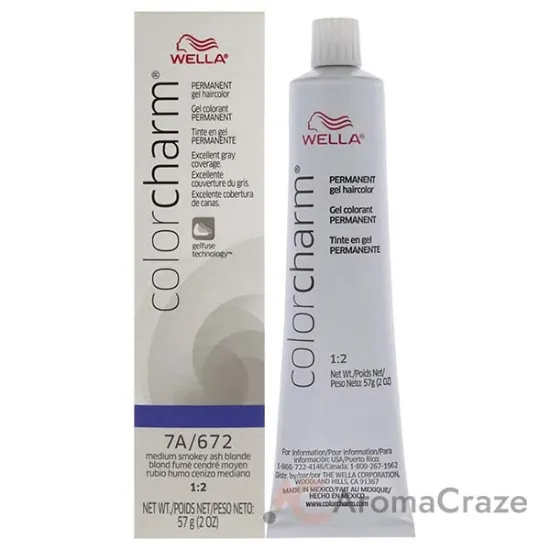 Picture of Color Charm Permanent Hair Color Gel - 7A 672 Medium Smokey Ash Blonde by Wella for Unisex - 2 oz Hair Color