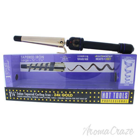 24K Gold Salon Tapered Curling Iron Model HTG1852 - Gold-Bla