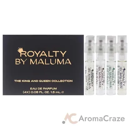 Picture of The King and Queen Collection by Royalty By Maluma for Unisex - 4 Pc Gift Set 0.05oz Onyx For Him EDP Spray, 0.05oz Garnet For Him EDP Spray, 0.05oz Jade For Her EDP Spray, 0.05oz Amethyst for Her EDP Spray