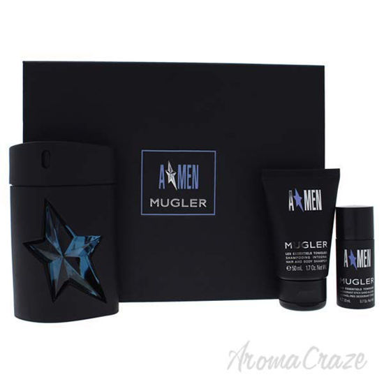 Picture of Angel Men by Thierry Mugler for Men 3 Pc Gift Set 3.4oz EDT Rubber Spray, 1.7oz Hair and Body Shampoo, 0.7oz Deodorant Stick