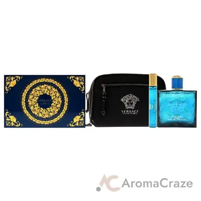 Picture of Versace Eros by Versace for Men - 3 Pc Gift Set 3.4oz EDT Spray, 0.3oz EDT Spray, Pouch