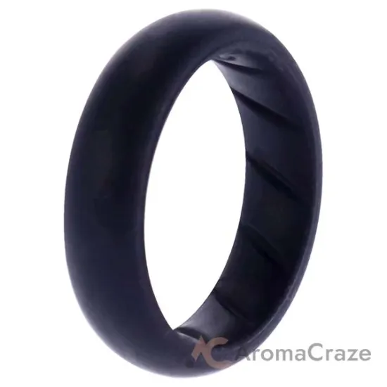Picture of Silicone Wedding Ring - Dome Solid BR Comfort Fit - Basic-Black by ROQ for Women - 6 mm Ring