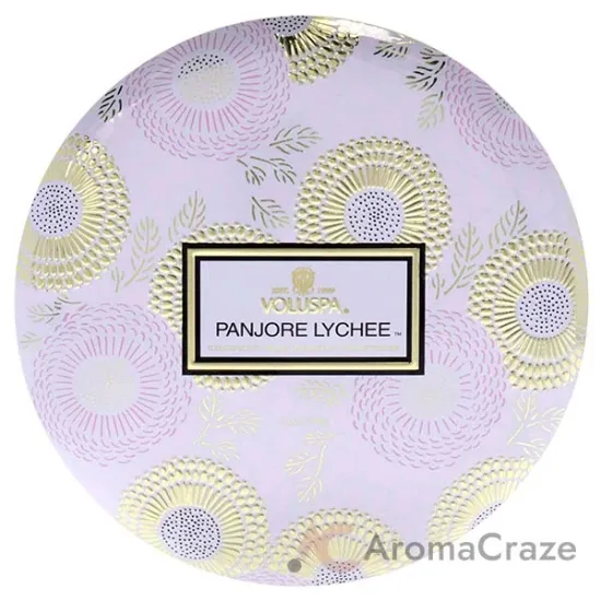 Picture of Japonica Collection 3 Wick Tin Candle - Panjore Lychee by Voluspa for Unisex - 12 oz Candle