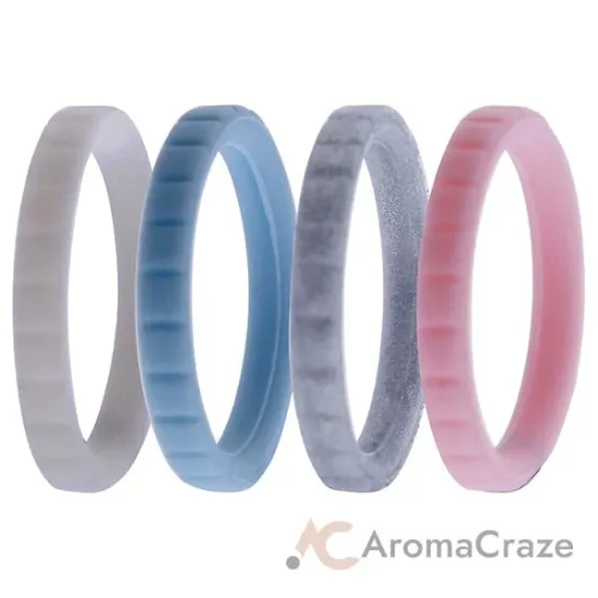 Picture of Silicone Wedding Stackble Lines Ring Set - Pale by ROQ for Women - 4 x 4 mm Ring